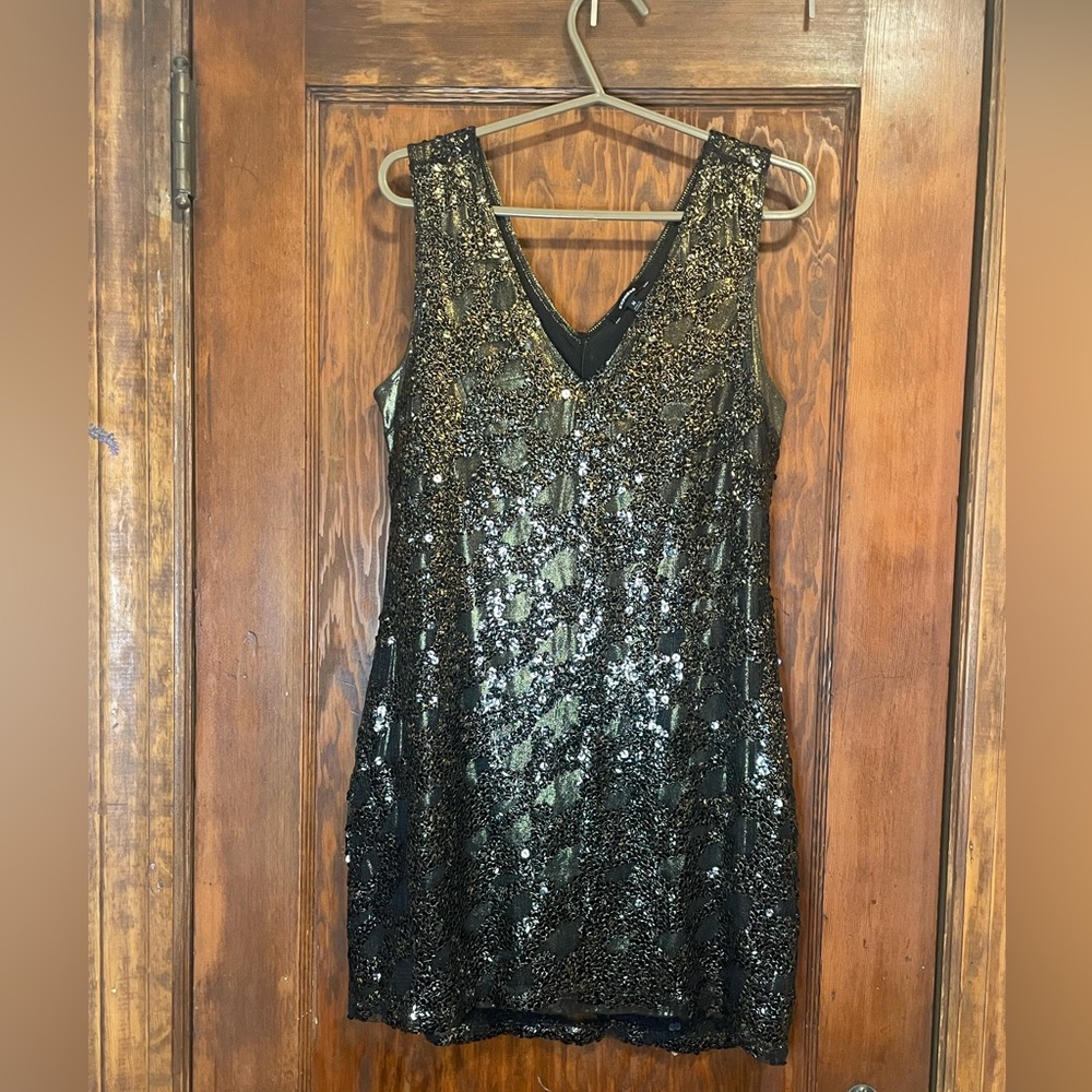 Express Metallic Sequin Gold Mini Dress size M
